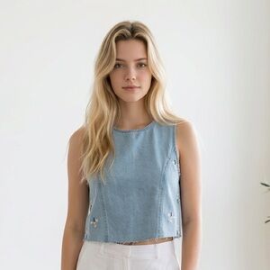 Indigo Rein Light Blue Denim Cropped Tank
